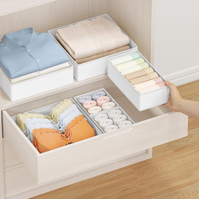 DIMJ Drawer Organizer Clothes 24 Pack - Foldable Baby Organizers and Storage & Dresser Organizer for Bedroom, Closet - Nursery Organization Dresser Dividers for underwear, Sock,Bra, Belt, Tie, White - Image 4