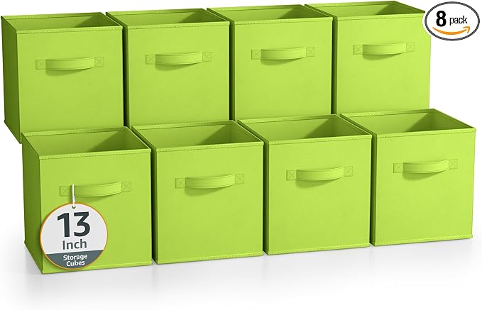 Sorbus 13 Inch Storage Bins - Sturdy Collapsible Fabric Storage Cubes with Handle - 8 Foldable Baskets for Organizing Clothes, Toys, Books - Storage Baskets for Shelves, Closets by Sorbus
