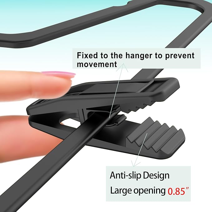 TOFIIGREM Hanger Clips Perfect for Velvet Hangers (Black, 80 PCS), Strong Plastic Clips Pant Skirt Hanger Clips for Black Flocking Felt Hangers - Image 3