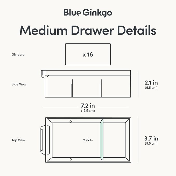 Blue Ginkgo 16-Drawer Storage Cabinet Organizer, Blue, Made in Korea | Stackable. Adjustable. Easy Visibility. - Image 4