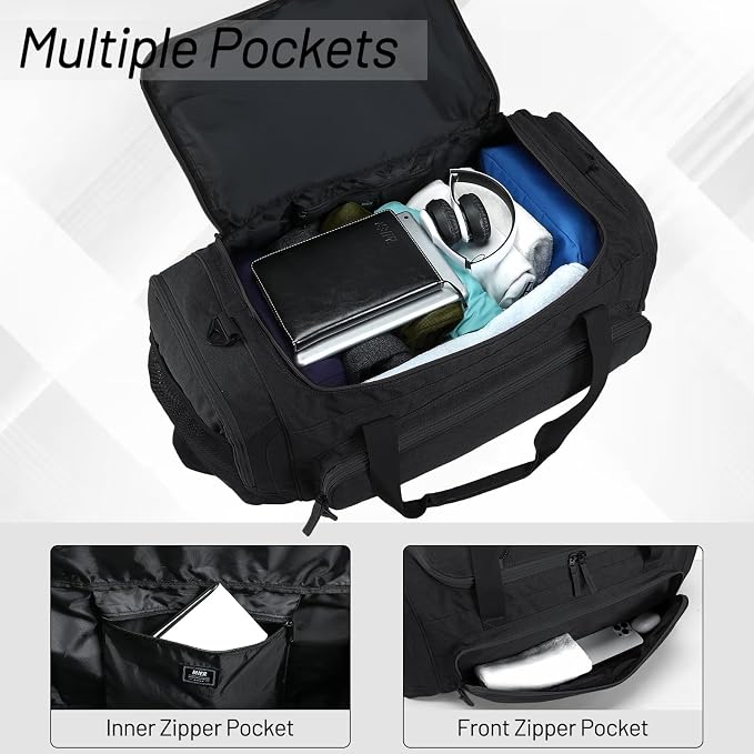 MIER Large Gym Bag for Men 60L Duffel Bag with Shoe Compartment | Lightweight & Durable Sports Duffles; Suited for Workout Fitness Travel Weekender; Water Resistant; Adjustable Shoulder Strap - Image 3