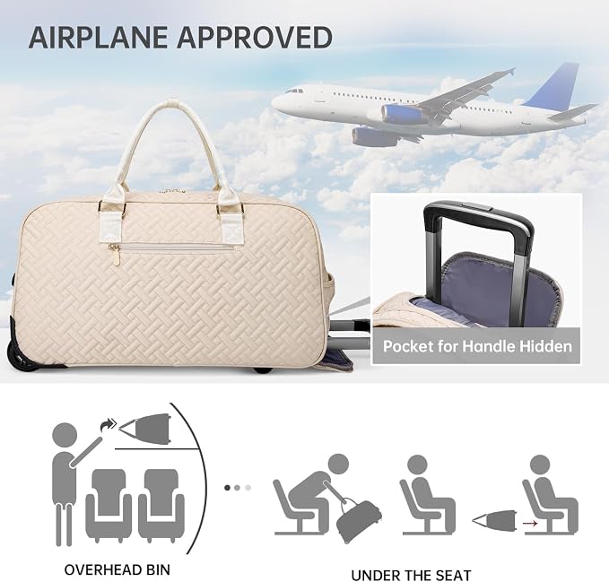 Duffle Bag for Travel, Weekender Bag with Shoe Compartment, Carry On Overnight Bag for Women with Toiletry Bag, Gym Bag with Wet Pocket, Hospital Bags for Labor and Delivery Beige - Image 6