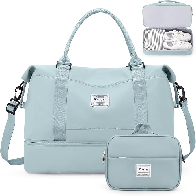 Weekender Bags for Women, Personal Item Travel Bag with Shoes Compartment | Overnight Travel Duffel Bag with Toiletry Bag, Airplane Friendly Carry-On Bag by SYCNB