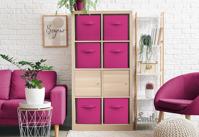 Sorbus Fabric Storage Cubes - 6 Foldable Storage Bins for Organizing Pantry, Cubbies, Toy Box - Clothes Storage & Closet Organizer - 13 Inch Collapsible Cube Baskets for Shelves with Handle - Image 4