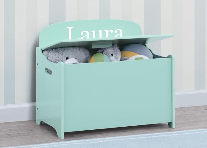 Delta Children Personalized MySize Deluxe Toy Box, Mint - Image 6