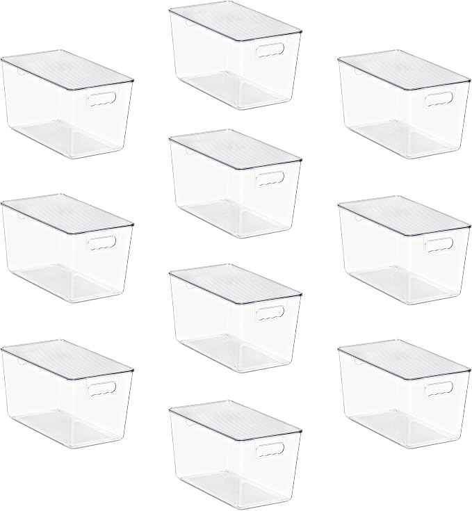 Clear Storage Bins with Lids, 10 Pack X-Large Stackable Clear Bins, Clear Storage Containers with Lids, Plastic Organizer Boxes for Pantry Storage, Kitchen Cabinets, Closet Organization, Bathroom - Image 7