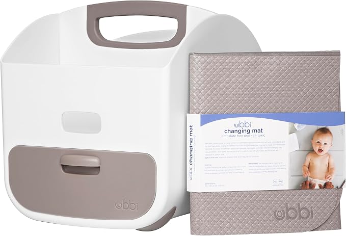 Ubbi Portable Diaper Caddy & Changing Mat, Taupe | Baby & Toddler Nursery Changing Station, Diaper Storage, Caddy Organizer, Stores Baby Diapers, Wipes & Changing Essentials by Unknown