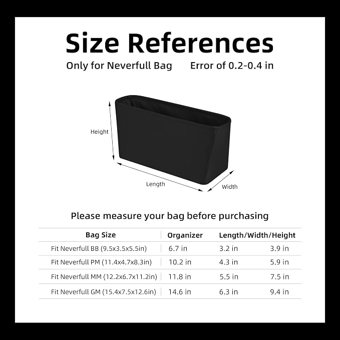 DGAZ Silk Purse Organizer Insert for Neverfullbag(Black,BB) | Soft and Lightweight,Perfect Fit,Multi-pocket Storage,Bag Protector,Luxury Bag Care,Handmade,for Smooth Bag Organizer - Image 7