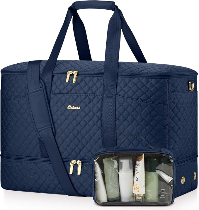 Duffle Bag for Travel, 40L Weekender Bag with Shoe Compartment, Carry On Overnight Bag for Women with Toiletry Bag Duffel Bags with Wet Pocket for Gym Hospital Bags for Labor and Delivery Navy by Unknown
