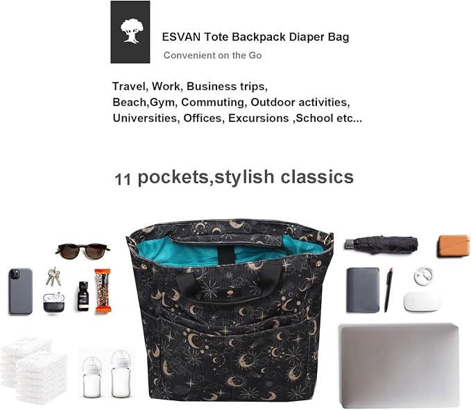 Diaper Tote Bag Totepack Backpack Crossbody Bag 3 in 1 for Women Laptop Backpack Multifunctional with Insulated Pockets - Image 5