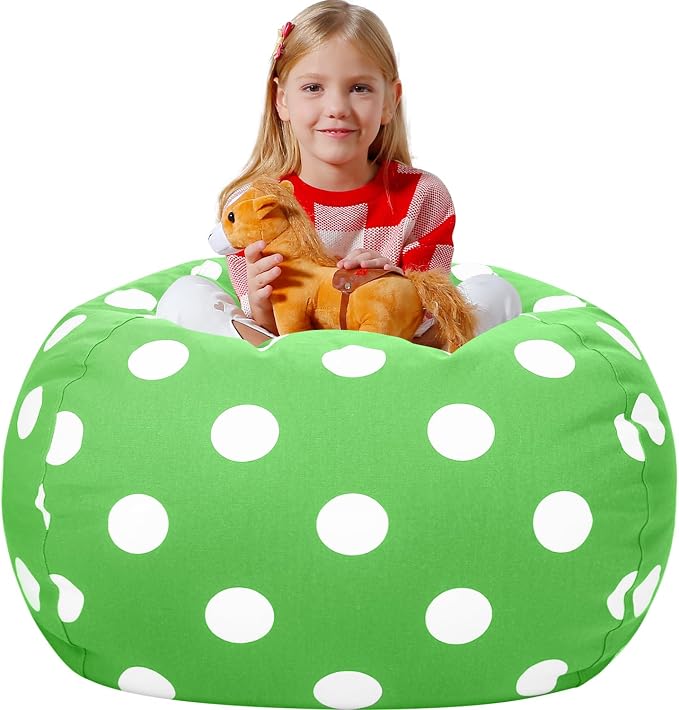 Aubliss Stuffed Animal Bean Bag Storage Chair (Green Dot, Large (38'')) by Aubliss