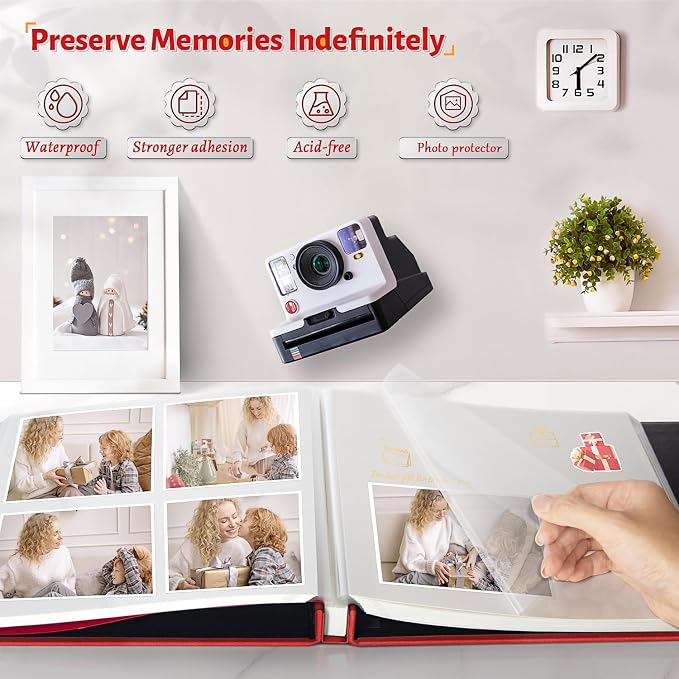 Artfeel Photo Album Self Adhesive Scrapbook,Large Photo Book for 4x6,5x7,8x10 Pictures,DIY Album for Baby Wedding Family Travel Birthday,with Metallic Pen and Scraper - Image 2