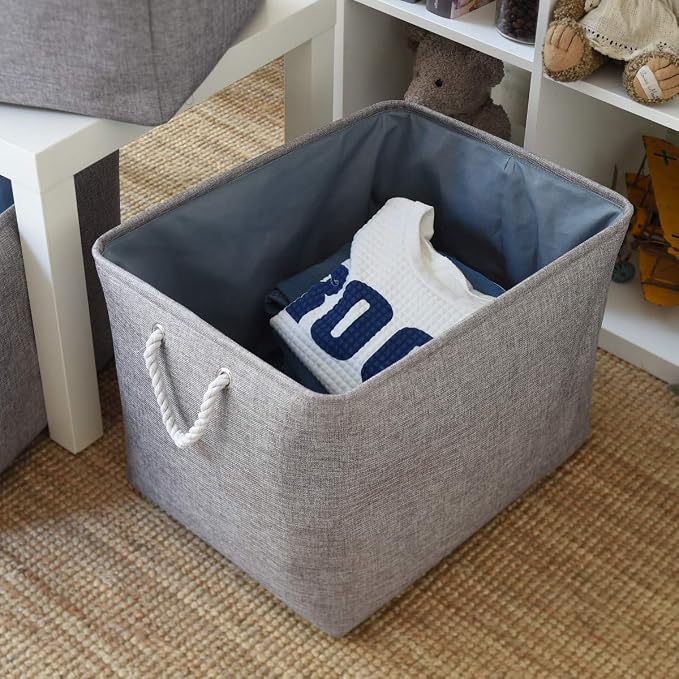 Storage Baskets for Organizing, Sturdy Fabric Storage Basket , Foldable Storage Baskets for Shelves Closet Nursery Toy (Grey 3 Pack 20.5×15.7×13.8inch) - Image 4