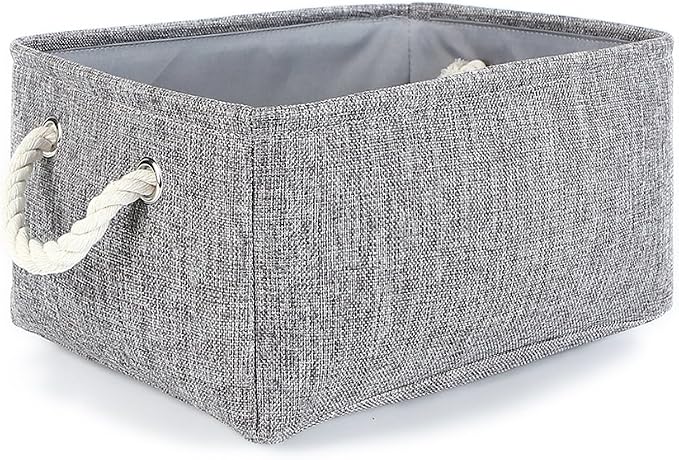 Storage Bins Basket - Storage Baskets for Organizing Shelves,Home Closet Organizer for Book Shelf Organization,Fabric Storage Cubes,Medium Decorative Grey Basket Gift by TheWarmHome