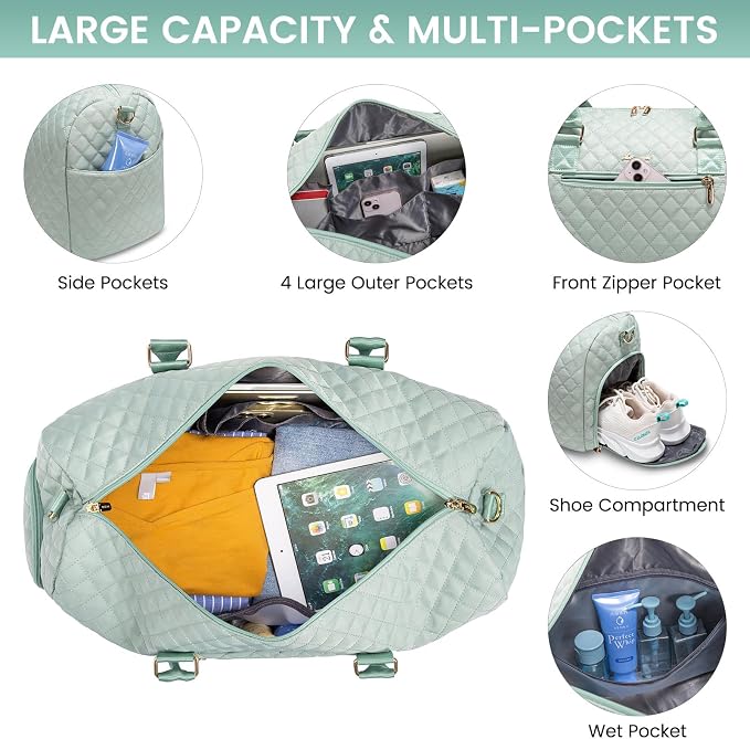 LOVEVOOK Travel Weekender with Toiletry Bag, Overnight Carry-On, Gym with Shoe Compartment & Wet Pocket, Mommy Hospital Bag - Image 2