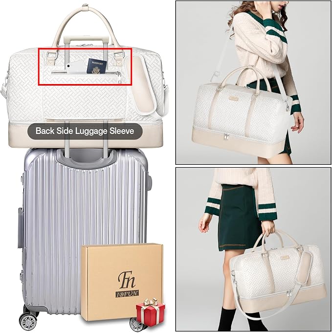 Weekender Bags for Women, 21" Travel Duffle Bag with Shoe Compartment | 3PCS Carry On Overnight Large Duffel Bag with Crossbody Bag and Toiletry Bag for Weekend Travel Gym Hospital Business Trip - Image 3