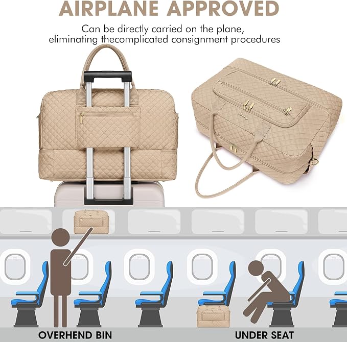 Travel Duffle Bag Weekender for Women - Carry-On Overnight Bag Personal Item Bag with Shoe Compartment & Wet Pocket Large Weekend Tote Bags with Toiletry Bag Hospital Bags for Labor and Delivery - Image 5