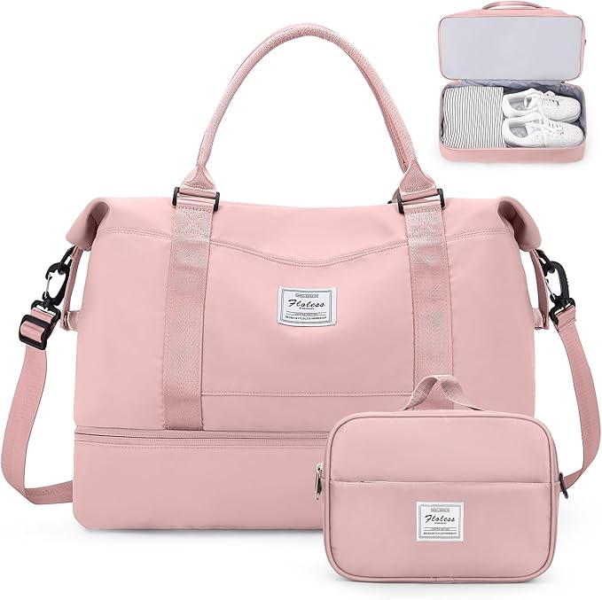 Weekender Bags for Women, Personal Item Travel Bag with Shoes Compartment | Overnight Travel Duffel Bag with Toiletry Bag, Airplane Friendly Carry-On Bag by SYCNB