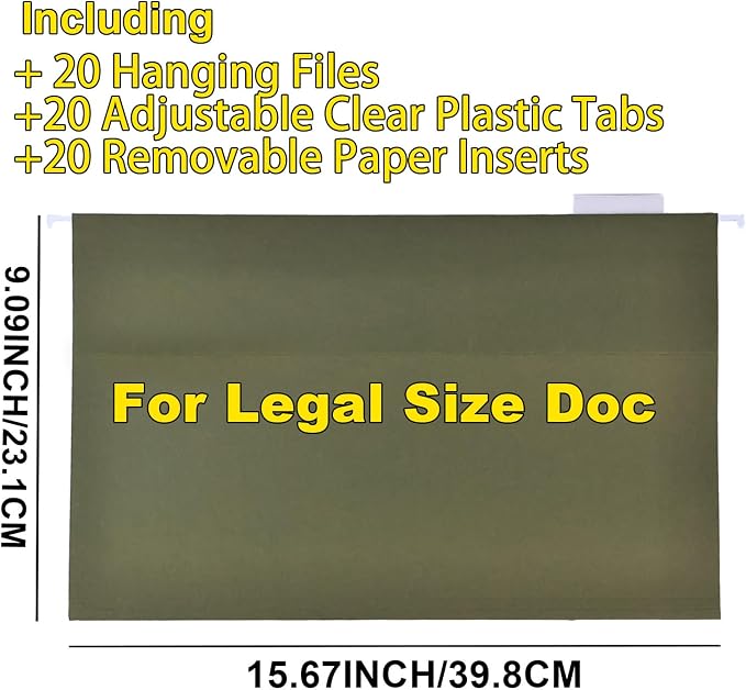 Hanging File Box for Legal | All-in-one set, 20 Folders - Image 7