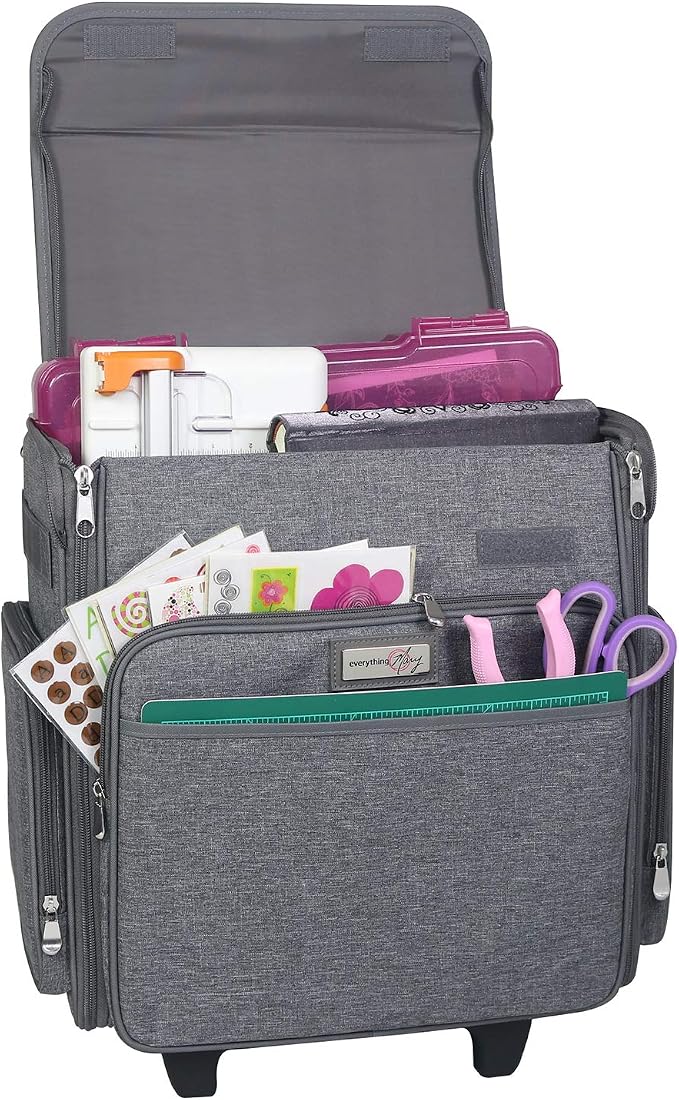 Everything Mary Rolling Scrapbook Tote – Heather Grey Craft Bag with Wheels – Organizer Case for Scrapbooking, Papercraft, Art Supplies & Portable Craft Storage - Image 6