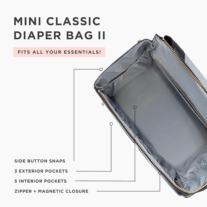 Freshly Picked Mini Diaper Bag II Backpack – Premium Vegan Leather Small Baby Bag without Changing Pad, Compact, Lightweight & Stylish for Moms On-the-Go, Ebony - Image 5