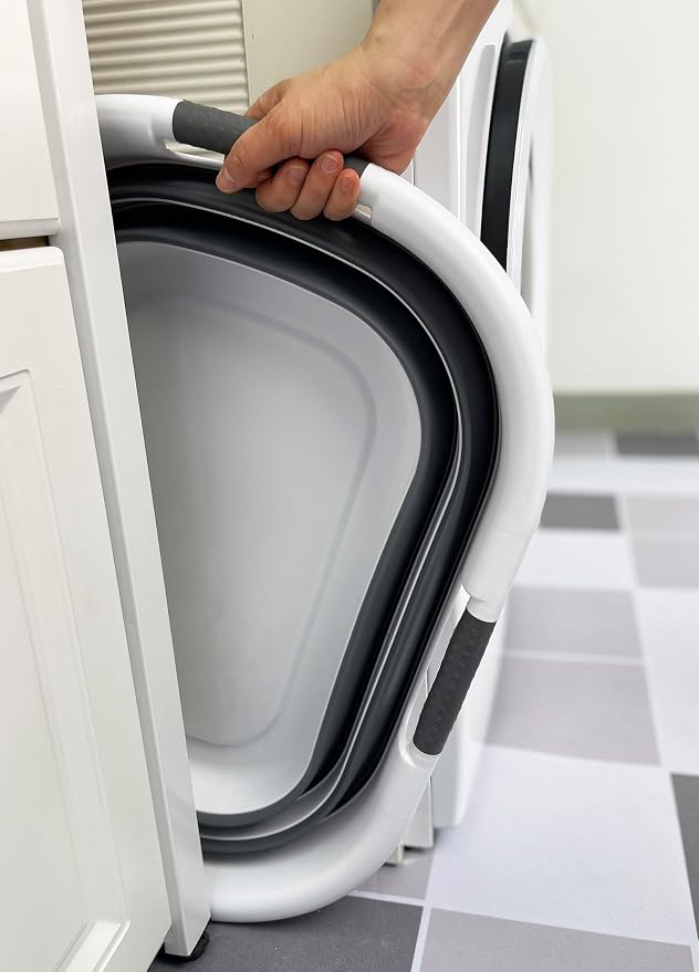 SAMMART 40L (10.5 gallon) Set of 2 Plastic Foldable Laundry Basket - Collapsible, Space Saving and Portable Laundry Hamper, Ideal for Home, Travel, Dorm, and Camping (2, White/Steel Gray) - Image 6