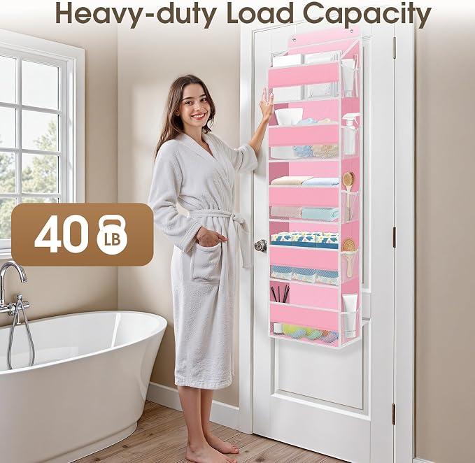 1Pack Over The Door Organizer Large Capacity Hanging Storage Room Organizer | 40 lb Capacity, Ultra-Sturdy, Foldable, Mesh Design with Clear Window, Space-Saving Organizer for Pantry, Nursery & Closet - Image 5