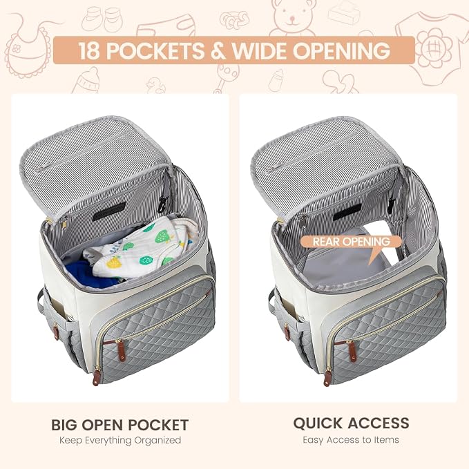 LOVEVOOK Diaper Bag Backpack Large Capacity Baby Bag with Portable Changing Pad, Multifunction Baby Travel Backpack - Image 4