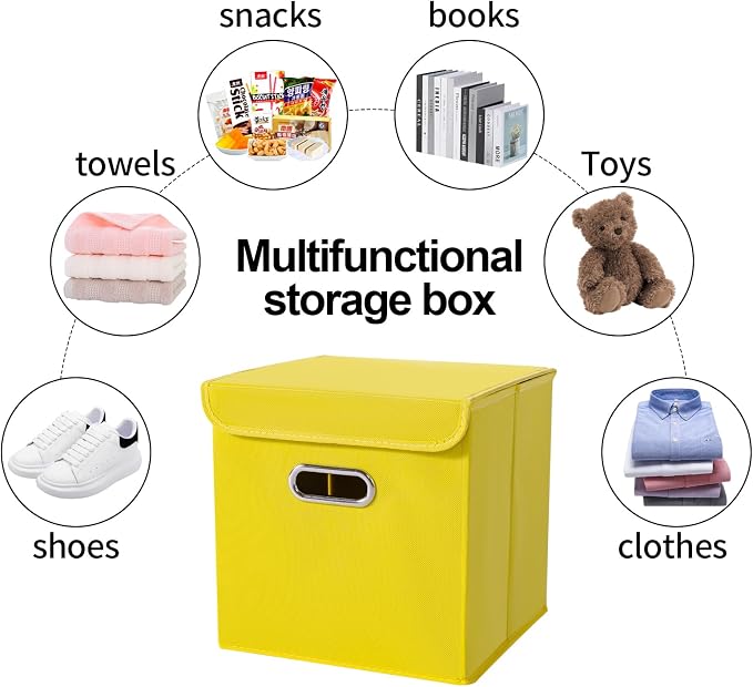 Closet Organizers Fabric Storage Bins With Lids Collapsible Cube Storage Organizer Basket With Handles,Storage Boxes for Clothes Storage,Office,Laundry,Shelves,6 Pack,(multicolour) - Image 3