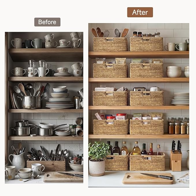StorageWorks Extra Large Wicker Baskets for Storage, Water Hyacinth, 1-Pack | Wicker Storage Baskets for Shelves, Large Storage Baskets, Pantry Organizers and Storage, Decorative Baskets,16½" x 13" x 7½" - Image 6