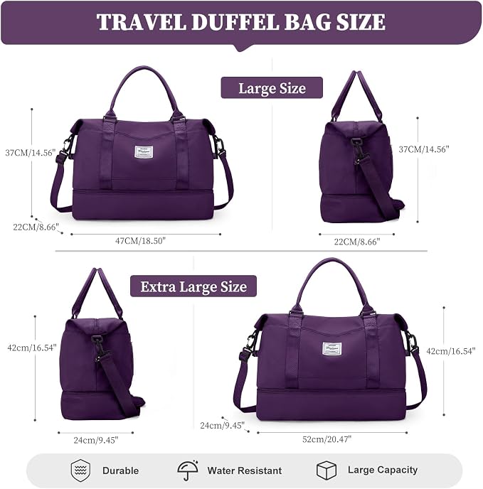 Weekender Bags for Women, Carry-On Overnight Travel Duffel Bag | Travel Bag with Shoes Compartment & Toiletry Bag, Extra Large - Image 4