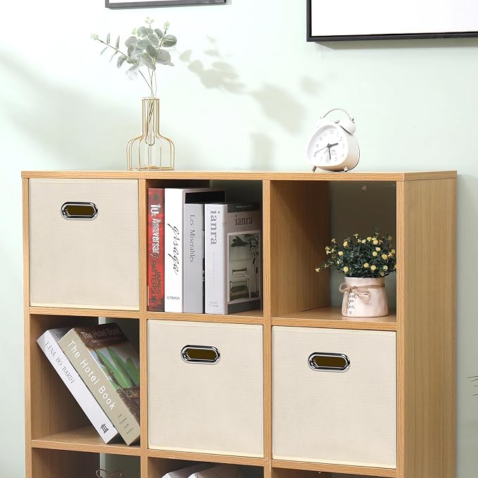 STOREONE Fabric Storage Bins Cubes Baskets Containers-(11X11X11) with Dual Handles for Shelf Closet, Nursery Home ， Bedroom Organizers, Foldable Set of 1 (Creamy- White ) - Image 4
