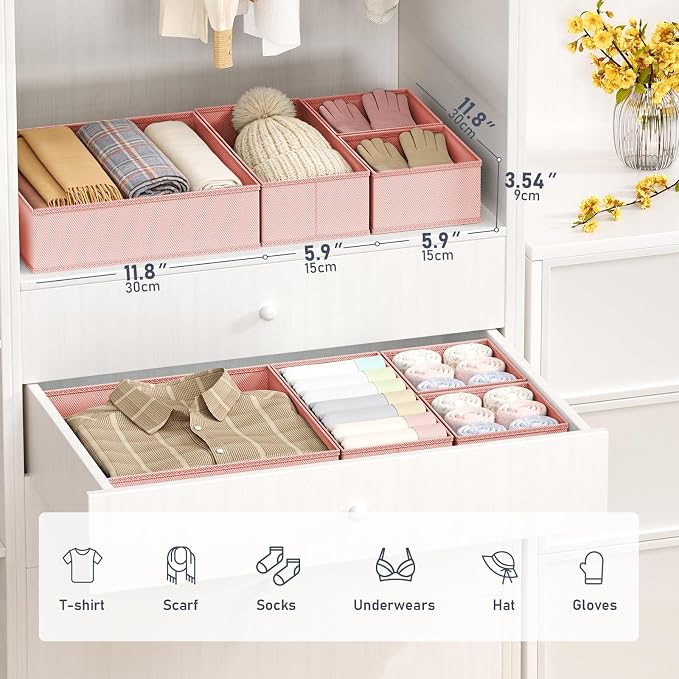 DIMJ Drawer Organizer Clothes - 24 Pack Dresser Organizer, Foldable Closet Organizers and Storage, Fabric Dresser Drawer Organizers, Drawer Dividers for Nursery, Baby Clothes, Underwears, Sock - Image 3