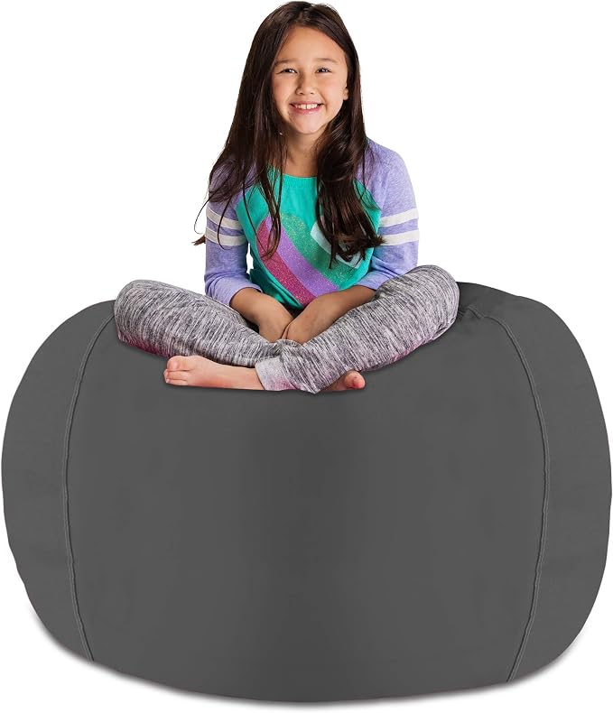 Posh Stuffable Kids Stuffed Animal Storage Bean Bag Chair Cover - Childrens Toy Organizer, X-Large 48" - Heather Gray by PoshCreations
