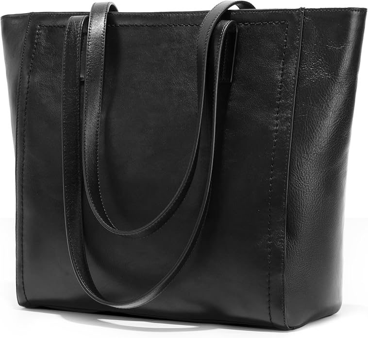 befen Vintage Genuine Leather Work Tote Bag for Women, Tote Bag with Zipper | Large Tote Bag with Zipper Leather Purse and Handbags with Compartment, Vintage Genuine Leather Work Tote Bag for Women by befen-