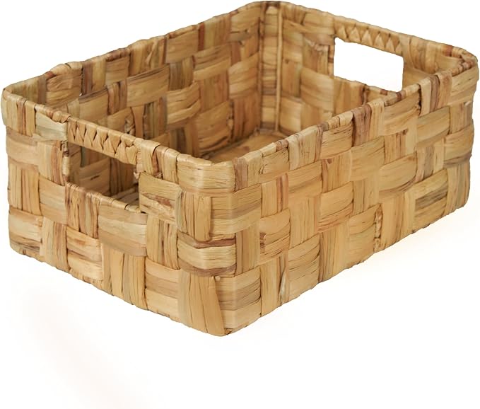 Vatima Jumbo Wicker Storage Basket, Large Hyacinth Organizer, 16.9x12.1x7.1H Inches - Ideal for Home Shelving and Pantry Storage by VATIMA
