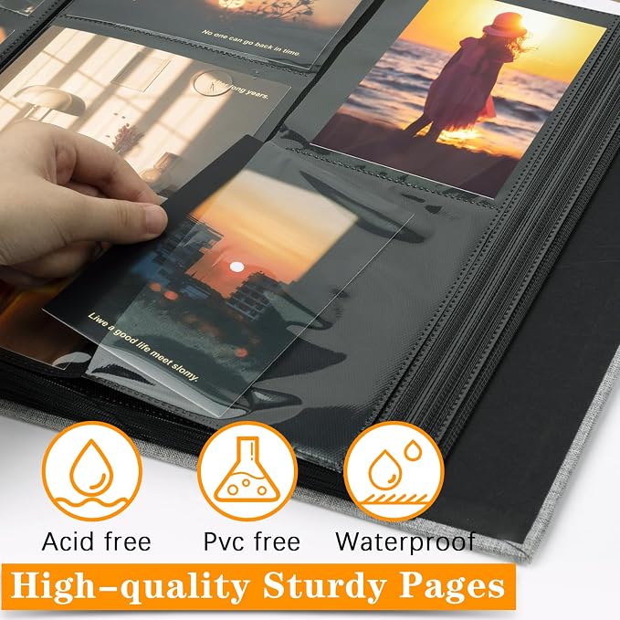 Photo Album 4x6 600 Photos Linen Large Capacity Fabric Cover Books Albums Wedding School Family Anniversary Baby Memory Engagement Travel Albums(Blue, 600 Pockets) - Image 5