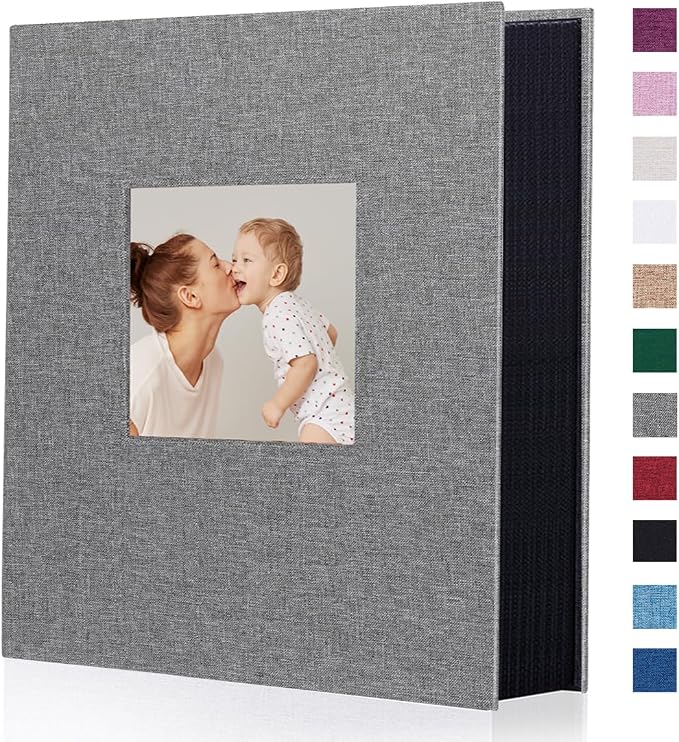 Photo Album 6x4 400 Pockets Slip in Large Capacity Album for Family Wedding Anniversary Linen Album Book Holds 400 Vertical 10x15cm Photos(400 Pockets, Grey) by Miaikoe