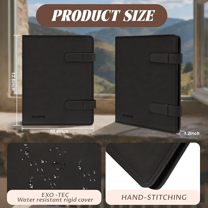 Black Leather Sketchbook Cover 9x12, Travel Drawing Portfolio | Portable sketch kit organizer, pencil holder, Fits 9x12 Sketch Book, Spiral Pad, Compact artist storage case - Image 3