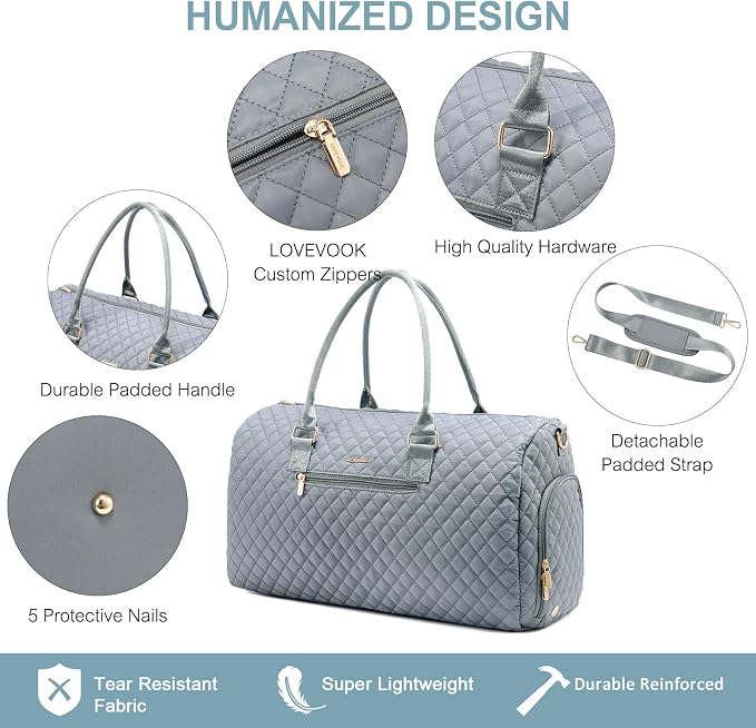LOVEVOOK Travel Duffle & Weekender Bag for Women - Carry On, Overnight, Gym & Mommy Hospital Bag with Toiletry & Shoe Compartment - Image 5