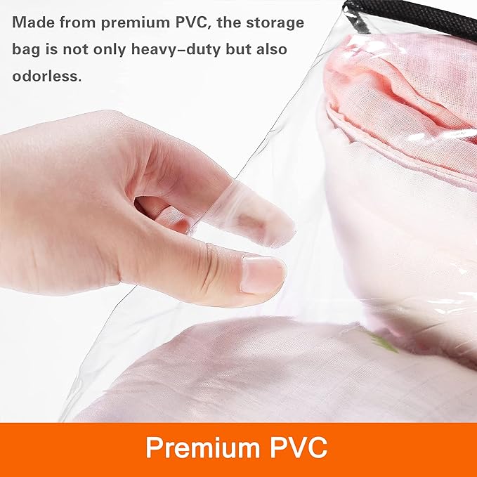 3 Pack 40L/60L/90L Clear Clothes Storage Bags with Zipper | Plastic Storage Bag, Foldable Closet Organizer, For Comforter Blanket Bedding Duvet Toys, Moving Bags - Image 5