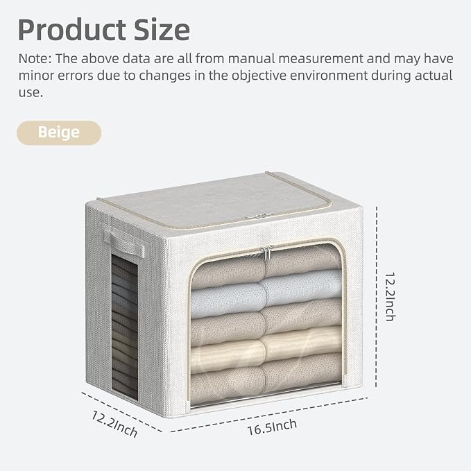 FHSQX 6 Pack Clothes Storage Bins,Ivory White, 16.5x12.2x12.2inch (40L) | ‎Portable, Large Clear Window, Stackable, Durable Handles, Foldable - Image 6