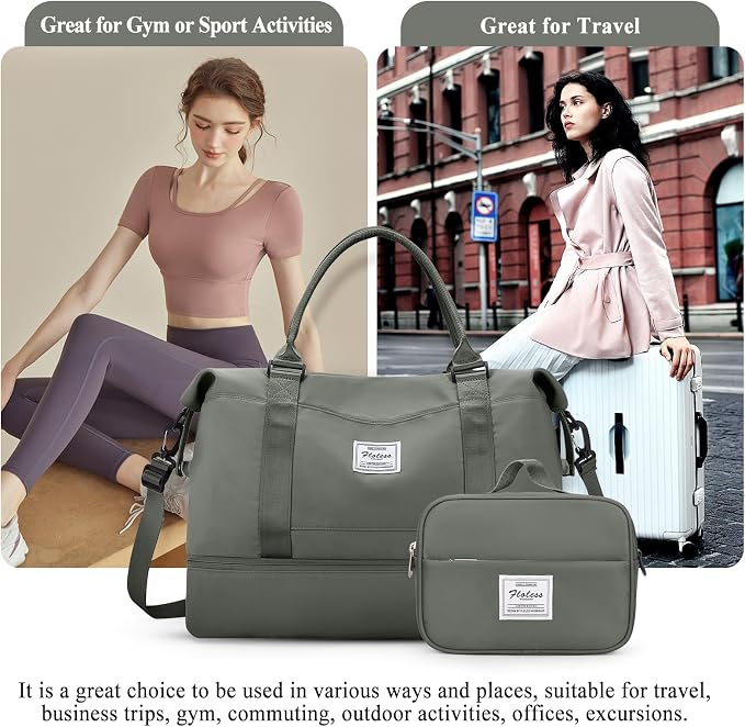 Weekender Bags for Women, Personal Item Travel Bag with Shoes Compartment | Overnight Travel Duffel Bag with Toiletry Bag, Airplane Friendly Carry-On Bag - Image 8
