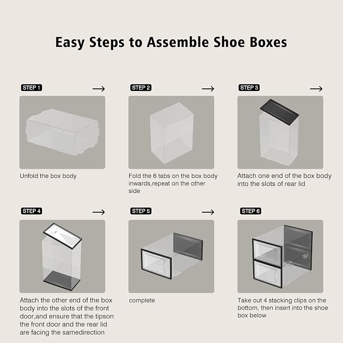 12 Pack Shoe Storage Box, Clear Plastic Stackable Shoe Organizer for Closet, Space Saving Shoe Rack for Entryway Sneaker Container Bin Holder (Black) - Image 8