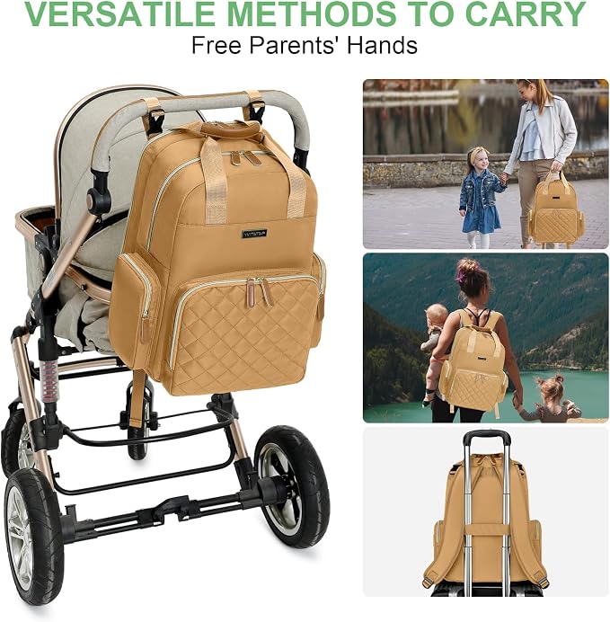 Diaper Bag Backpack with Changing Station, Baby Diaper Organizer Travel Bag | Large Capacity Diaper Bag for Moms Dads - Fold Out Changing Pad, Insulated Pockets, Stroller Straps, Baby Eessentials - Image 5