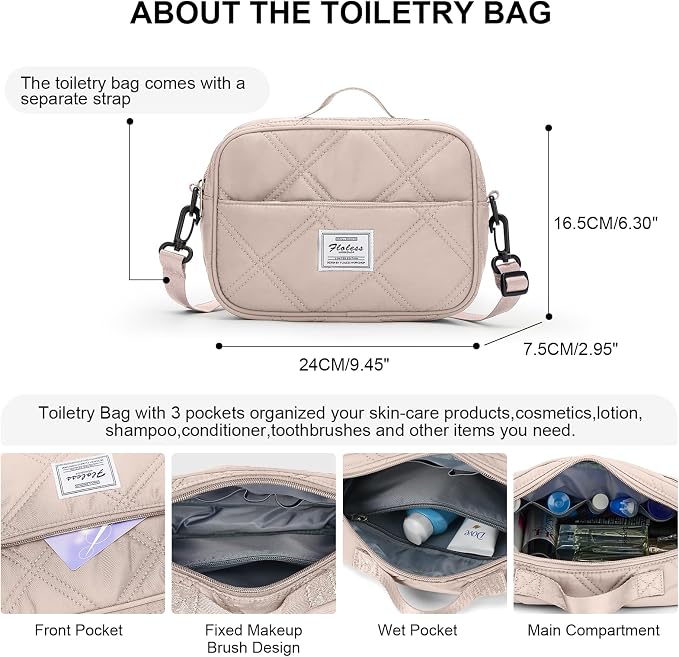 Weekender Bags for Women, Personal Item Travel Bag with Shoes Compartment | Overnight Travel Duffel Bag with Quilted Toiletry Bag, Airplane Friendly Carry-On Bag - Image 5