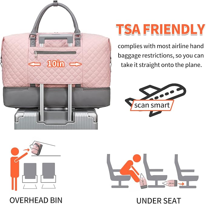 Weekender Bag, Large Travel Duffel Bag for Women, Carry on Overnight Bag with Shoe Compartment and Toiletry Bags - Image 5