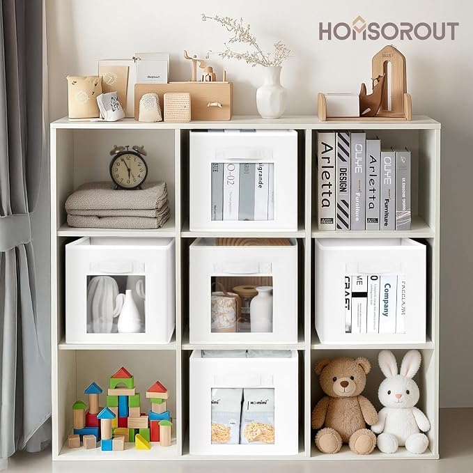 Storage Cube 11 Inch - Cube Storage Bins with Window, Closet Storage Baskets with Handle, Fabric Bins for Closet, Shelves, Toys, Clothes, Set of 16, White - Image 3