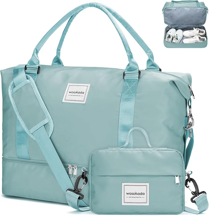 WOOMADA Weekender Overnight Bag for Women, Shoulder Travel Duffel with Shoes Compartment,Gym Bag with Toiletry Bag by WOOMADA