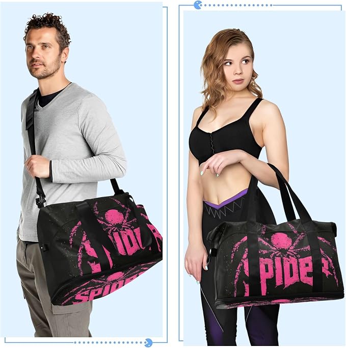 Travel Duffel Tote Bag Spider Sports Duffel Bag with Wet Pocket Weekender Overnight Bag for Women Men Gym Bag, Carry On Bag Hospital Bag for Labor and Delivery - Image 4